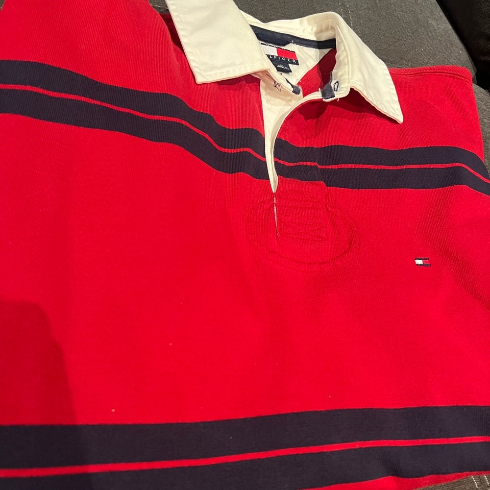 Tommy Hilfiger Red and White Polo